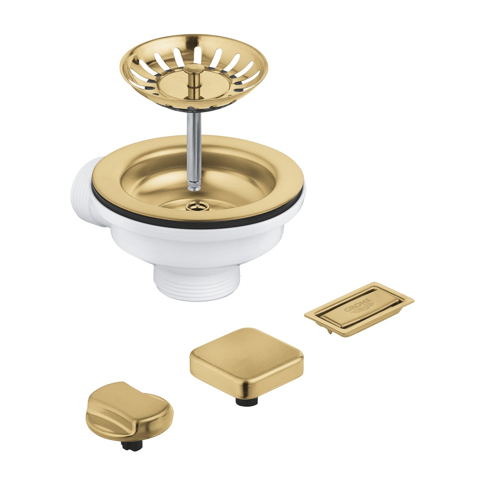 Grohe Set di Scarico Universale con Eccentrico a Pressione, Ø 35 mm, Colore Cool Sunrise Spazzolato