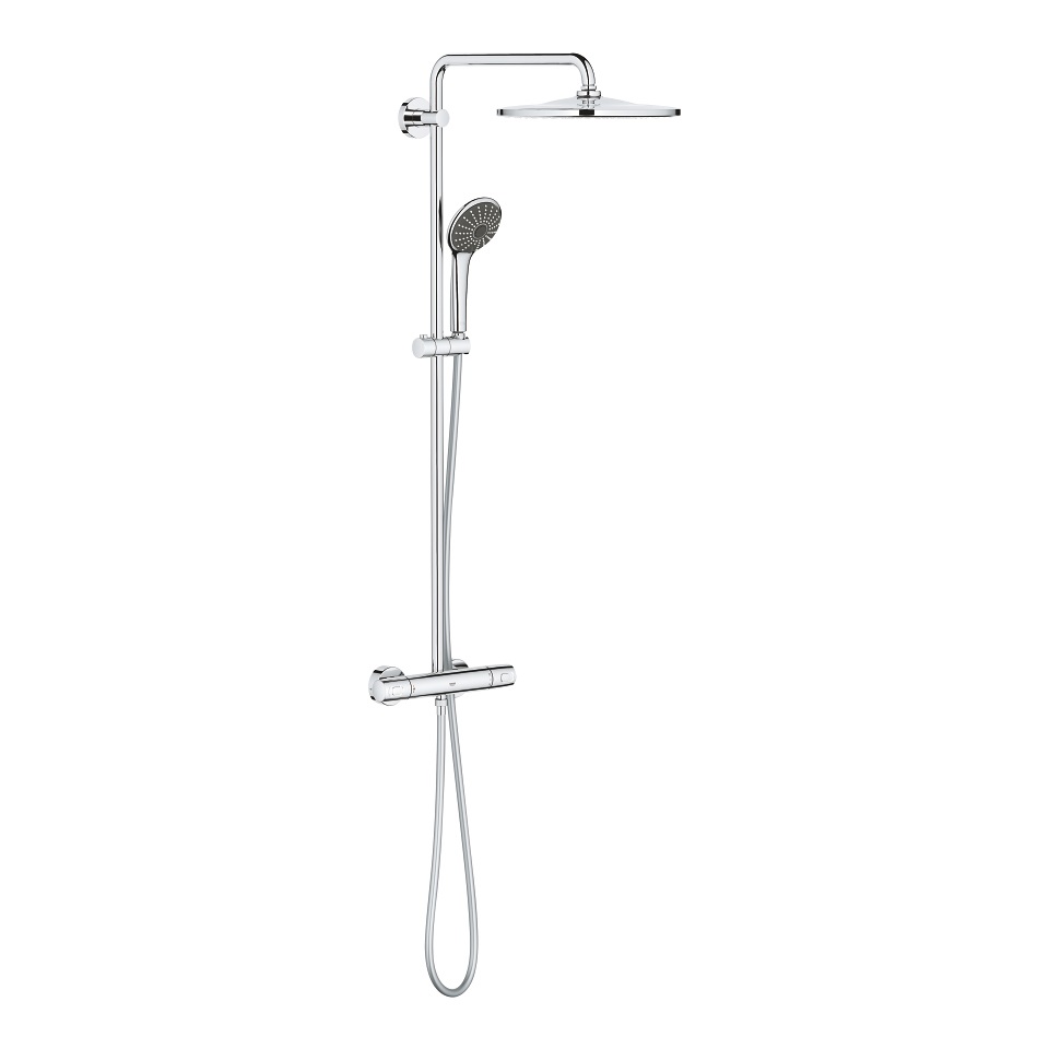 GROHE Vitalio Joy 310 Sistema Doccia con Miscelatore Termostatico, Cromo, Blocco Sicurezza a 38°, Braccio Soffione Orientabile, Installazione Veloce