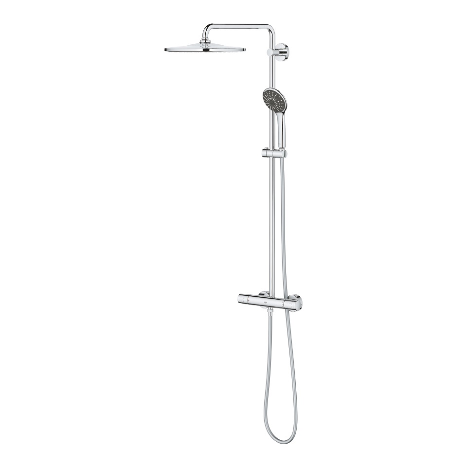 GROHE Vitalio Joy 310 Sistema Doccia con Miscelatore Termostatico, Cromo, Blocco Sicurezza a 38°, Braccio Soffione Orientabile, Installazione Veloce