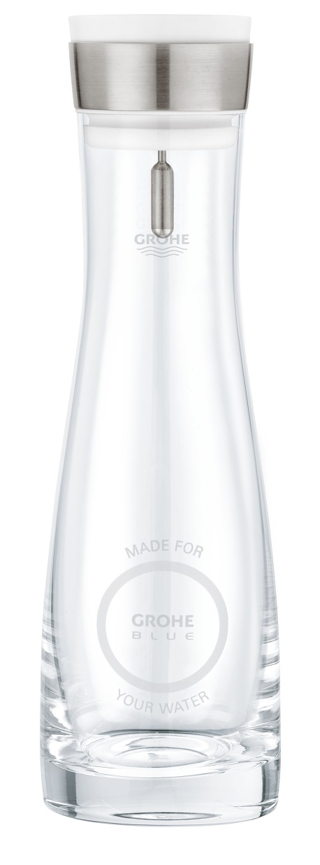 GROHE Blue Caraffa in Cristallo da 1 Litro con Coperchio in Acciaio Inox e Colino Integrato