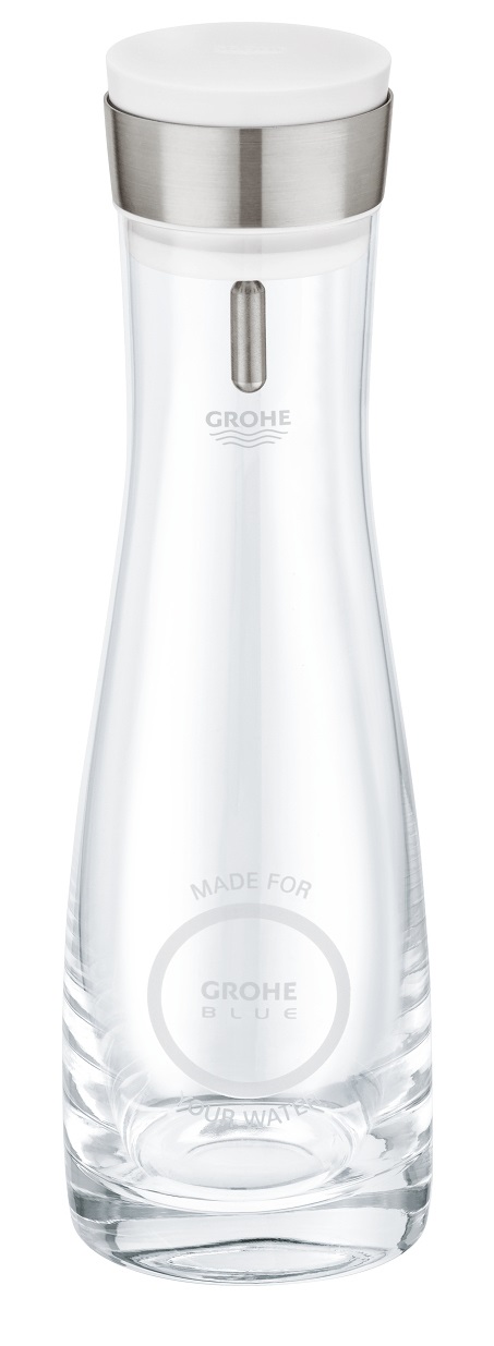 GROHE Blue Caraffa in Cristallo da 1 Litro con Coperchio in Acciaio Inox e Colino Integrato
