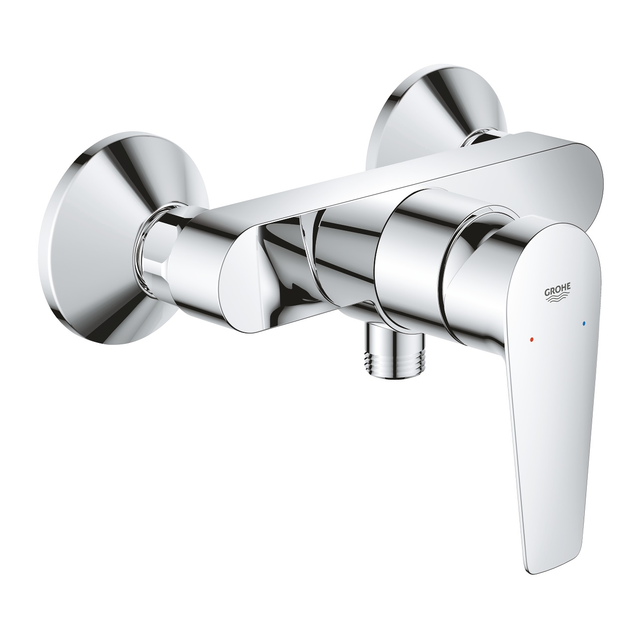 GROHE Start Edge Miscelatore Monocomando per Doccia Cromo con Cartuccia Ceramica Long-Life da 35 mm, Limitatore di Temperatura e Portata, Installazione a Parete, 24197001