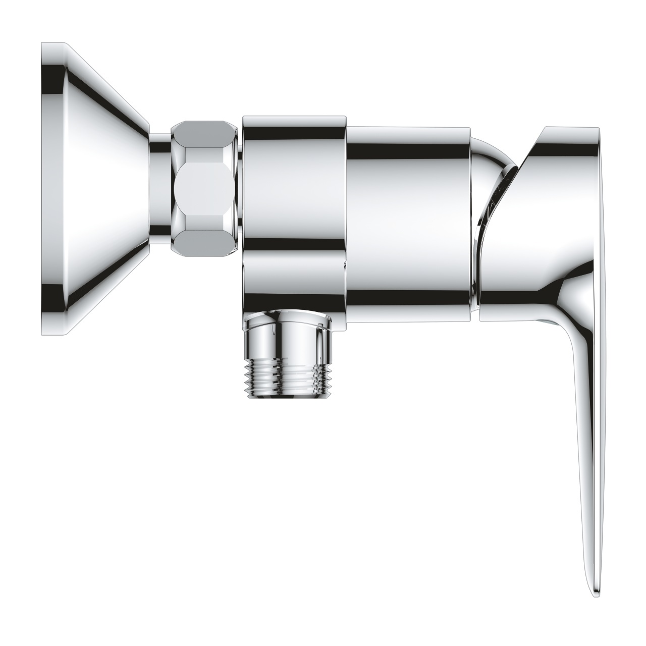 GROHE Start Edge Miscelatore Monocomando per Doccia Cromo con Cartuccia Ceramica Long-Life da 35 mm, Limitatore di Temperatura e Portata, Installazione a Parete, 24197001