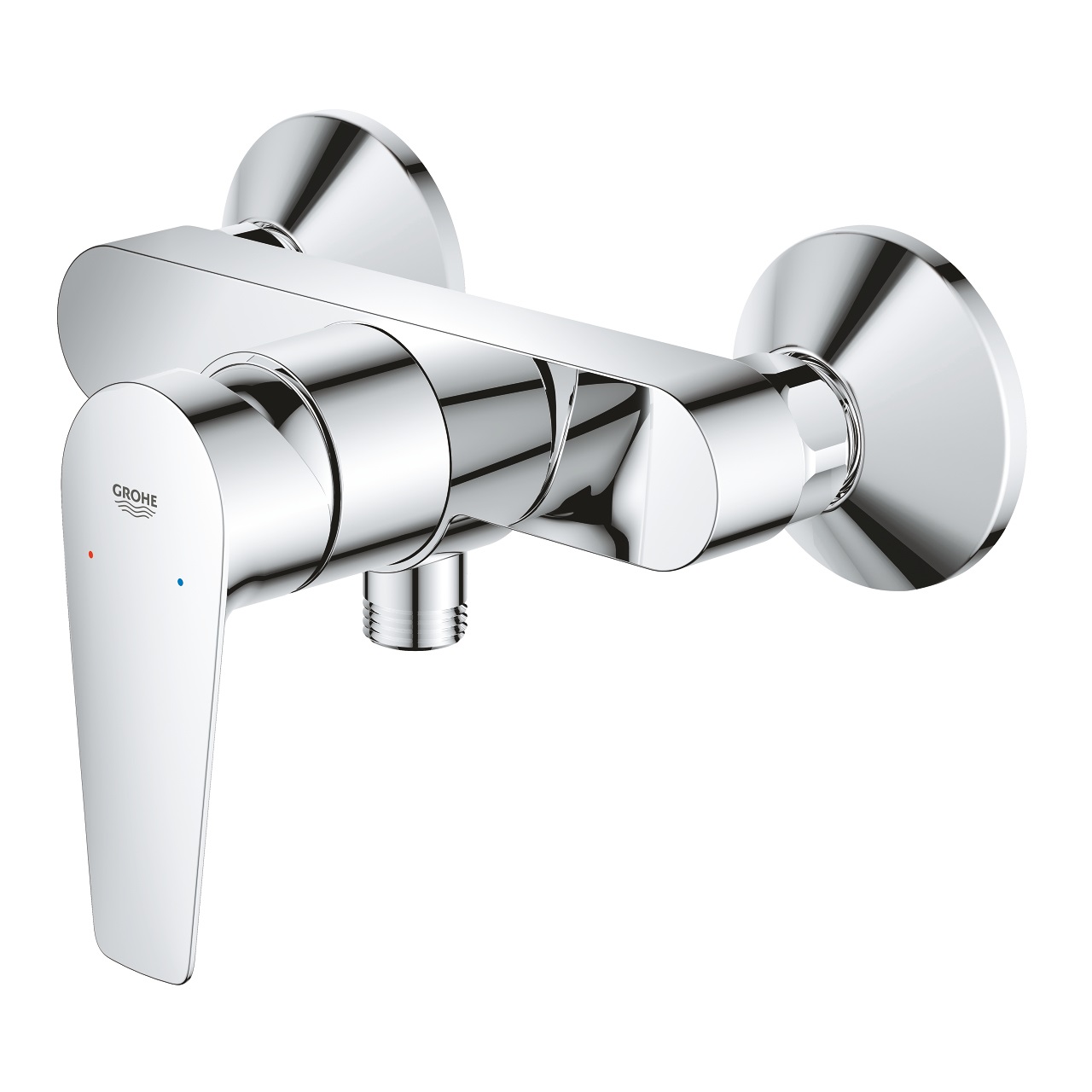 GROHE Start Edge Miscelatore Monocomando per Doccia Cromo con Cartuccia Ceramica Long-Life da 35 mm, Limitatore di Temperatura e Portata, Installazione a Parete, 24197001