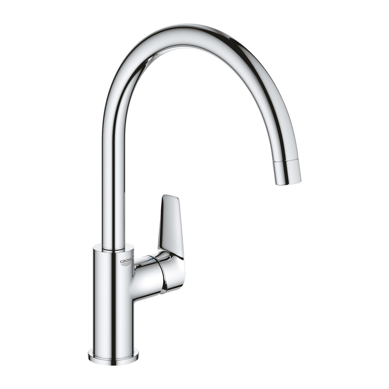 GROHE 30529001 Quickfix Start Edge - Miscelatore Monocomando per Lavello, Bocca Girevole Alta 360°, Installazione Monoforo, Cartuccia Ceramica Longlife da 28 mm, Finitura Cromata StarLight