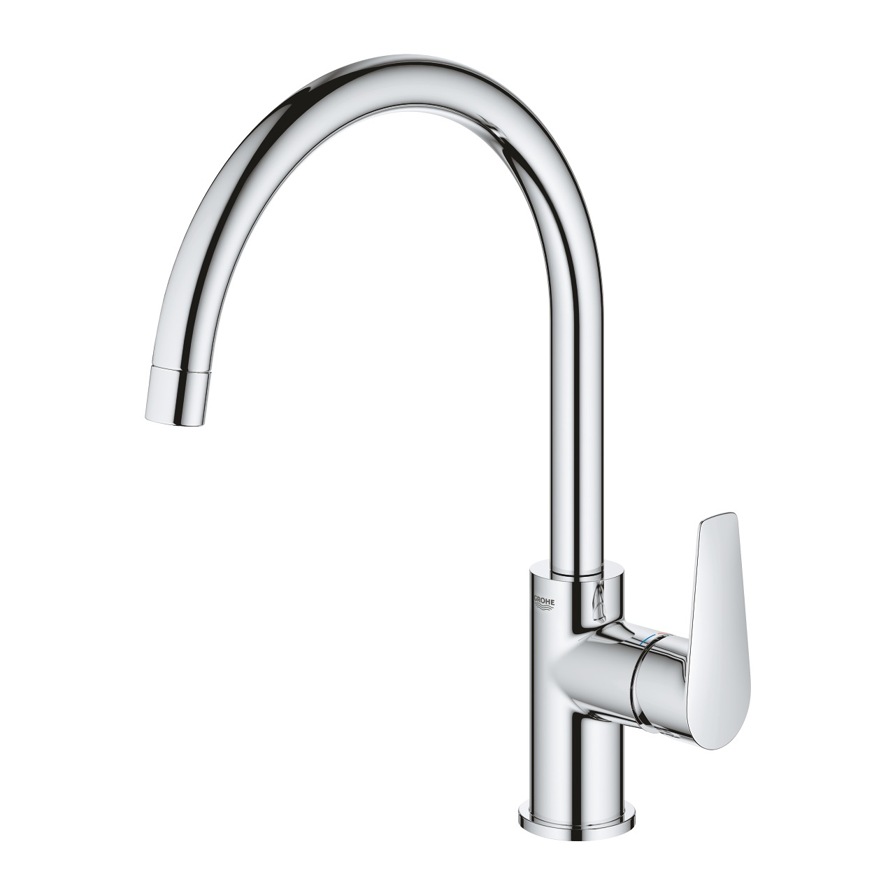 GROHE 30529001 Quickfix Start Edge - Miscelatore Monocomando per Lavello, Bocca Girevole Alta 360°, Installazione Monoforo, Cartuccia Ceramica Longlife da 28 mm, Finitura Cromata StarLight