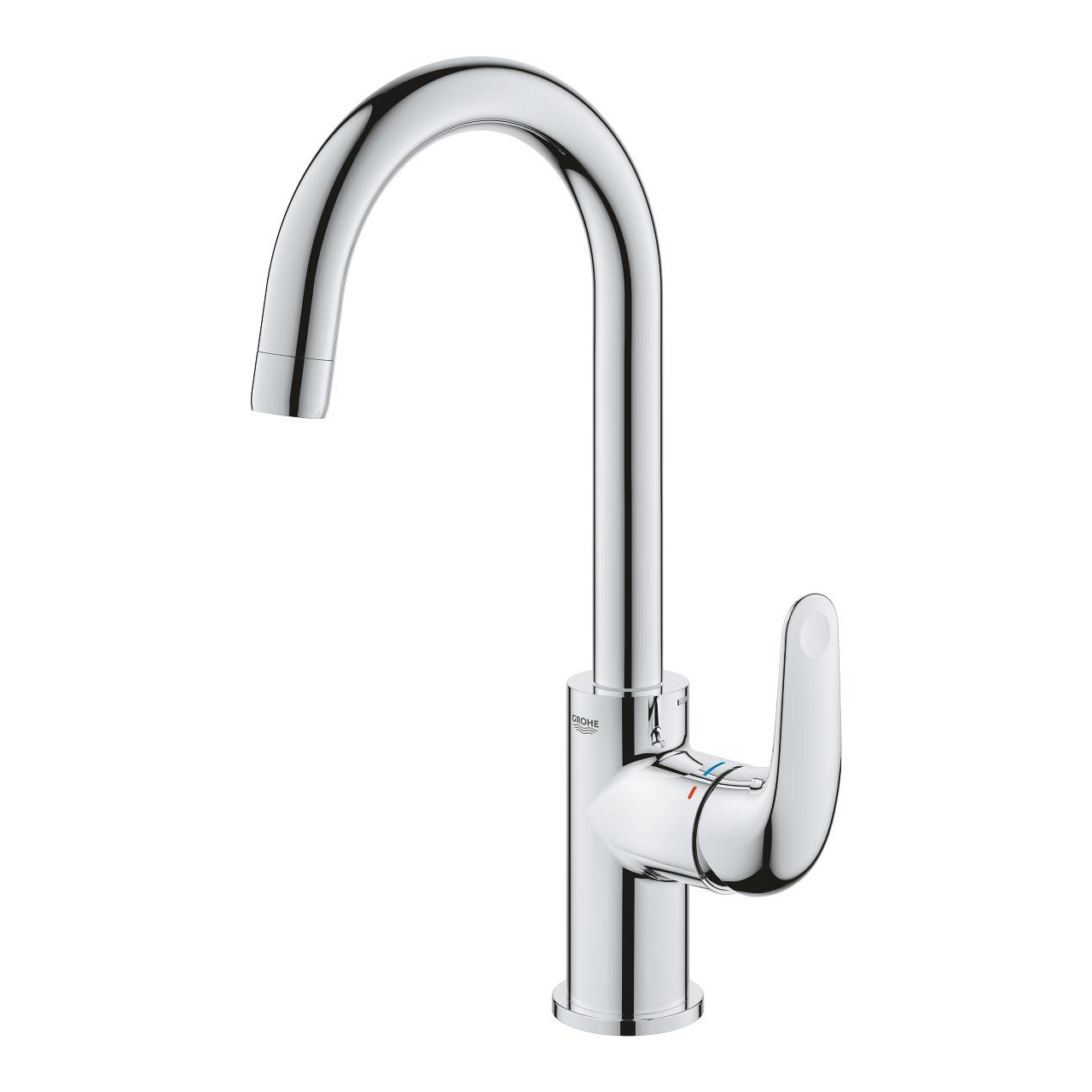 GROHE Swift Miscelatore Monocomando per Lavabo, Taglia L, Cromo, 24330001 - Cartuccia Ceramica da 28 mm, Bocca Girevole, Limitatore di Temperatura