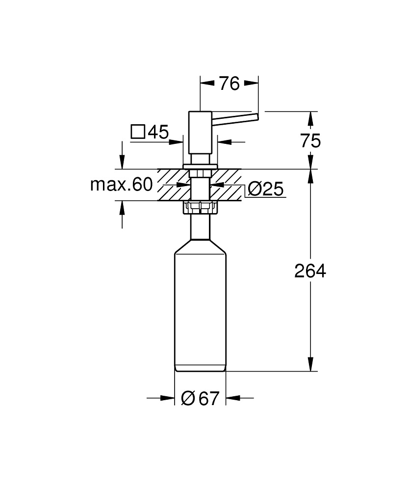 GROHE Cubic Dispenser per Sapone Liquido, Capacità 500 ml, Finitura Cromo Resistente