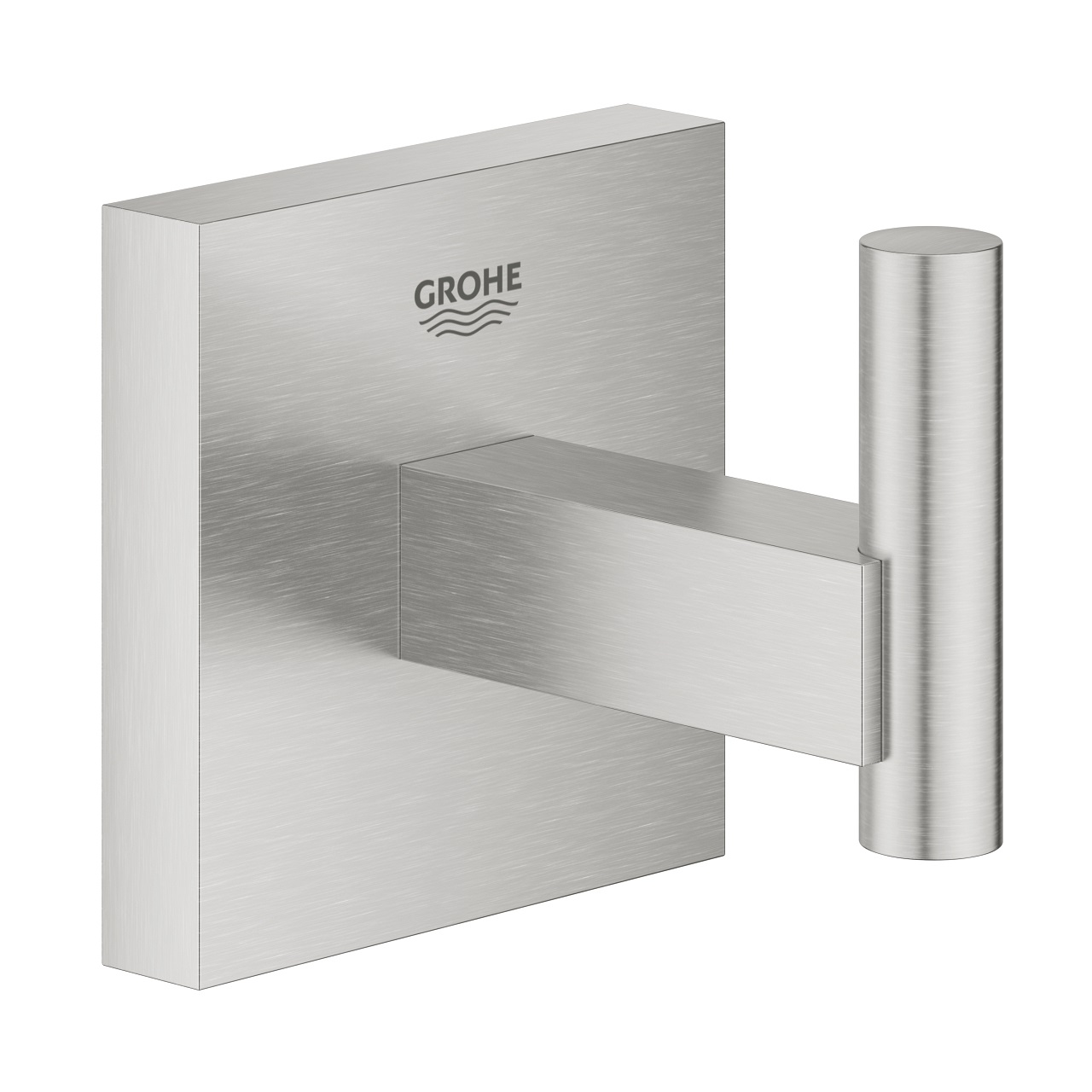 GROHE Start Cube Gancio Portasciugamani Super Steel - Installazione a Vite o Colla, Capacità di Carico 5 kg, Fissaggio a Parete Nascosto