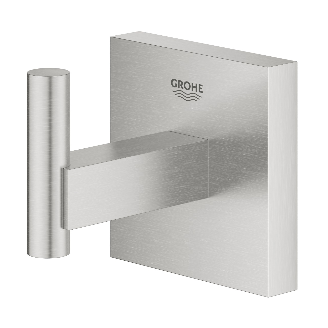 GROHE Start Cube Gancio Portasciugamani Super Steel - Installazione a Vite o Colla, Capacità di Carico 5 kg, Fissaggio a Parete Nascosto