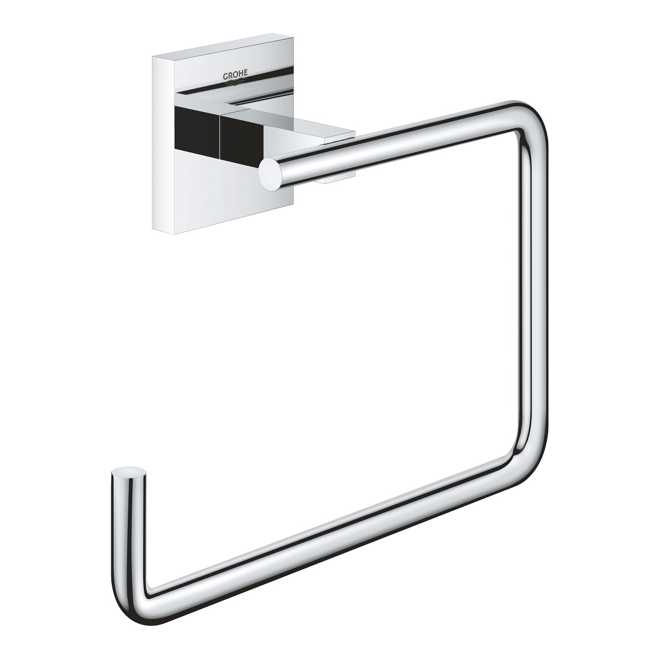 GROHE Start Cube Porta Salviette Anello in Metallo Cromo Lucido - Installazione a Vite o Colla, Capacità di Carico 5 kg