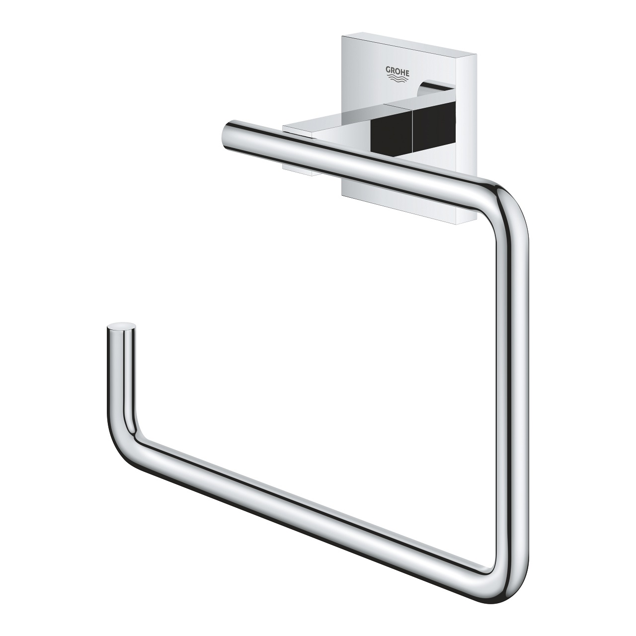 GROHE Start Cube Porta Salviette Anello in Metallo Cromo Lucido - Installazione a Vite o Colla, Capacità di Carico 5 kg