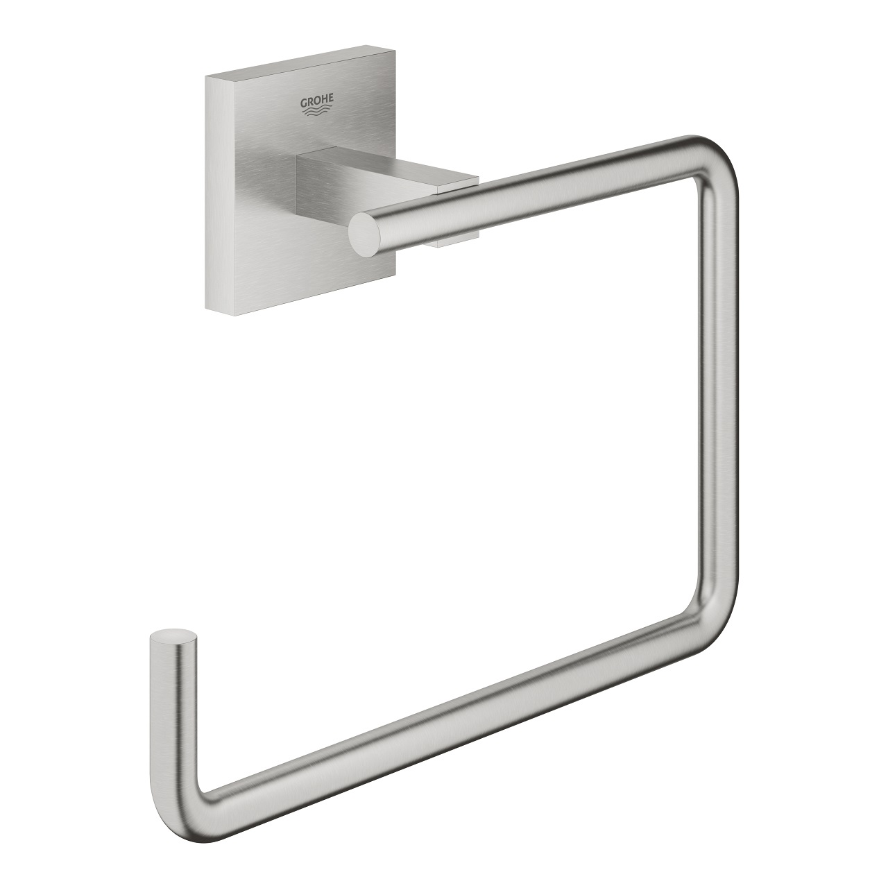 GROHE Start Cube Porta Salviette in Metallo Super Steel Opaco - Installazione a Vite o Colla, Capacità di Carico 5 kg