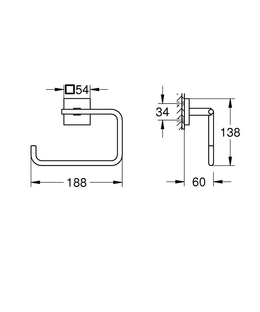 GROHE Start Cube Porta Salviette in Metallo Super Steel Opaco - Installazione a Vite o Colla, Capacità di Carico 5 kg