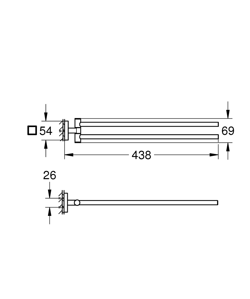 GROHE Start Cube Porta Asciugamani Doppio in Super Steel con 2 Bracci Orientabili - Codice 40976DC0