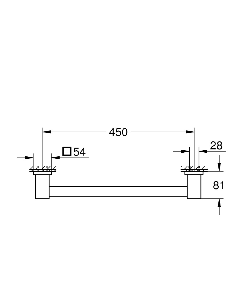GROHE Start Cube Maniglione di Sostegno 50 cm in Metallo Finitura Supersteel con Fissaggio a Parete