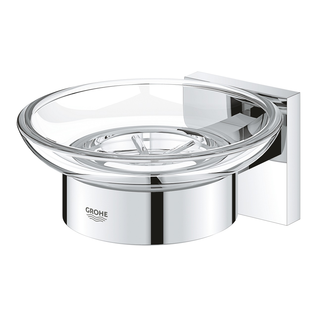 GROHE Start Cube Porta Sapone con Supporto in Vetro e Metallo, Finitura Cromo Lucido, Installazione a Vite o Colla, Capacità di Carico 5 kg