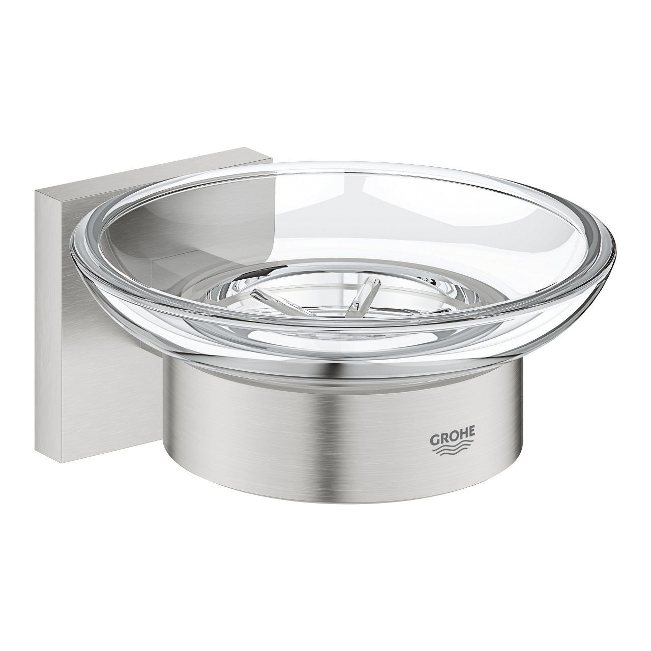 GROHE Start Cube Porta Sapone con Supporto in Super Steel - Installazione a Vite o Colla, 41096DC0