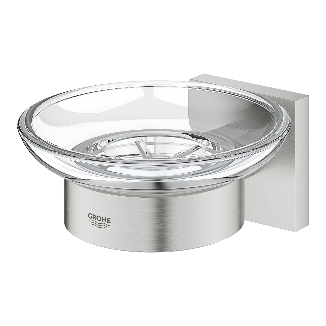 GROHE Start Cube Porta Sapone con Supporto in Super Steel - Installazione a Vite o Colla, 41096DC0