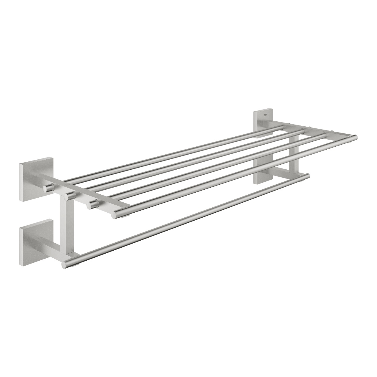 GROHE Start Cube Porta Salviette Multiplo in Acciaio Super Steel - Installazione a Vite, Fissaggio Nascosto, Lunghezza 600 mm