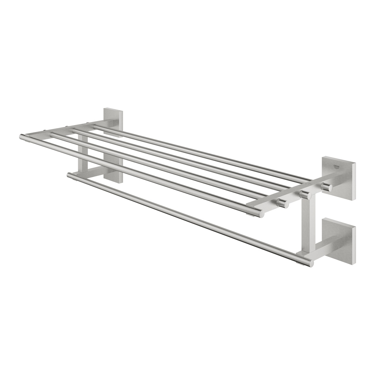 GROHE Start Cube Porta Salviette Multiplo in Acciaio Super Steel - Installazione a Vite, Fissaggio Nascosto, Lunghezza 600 mm