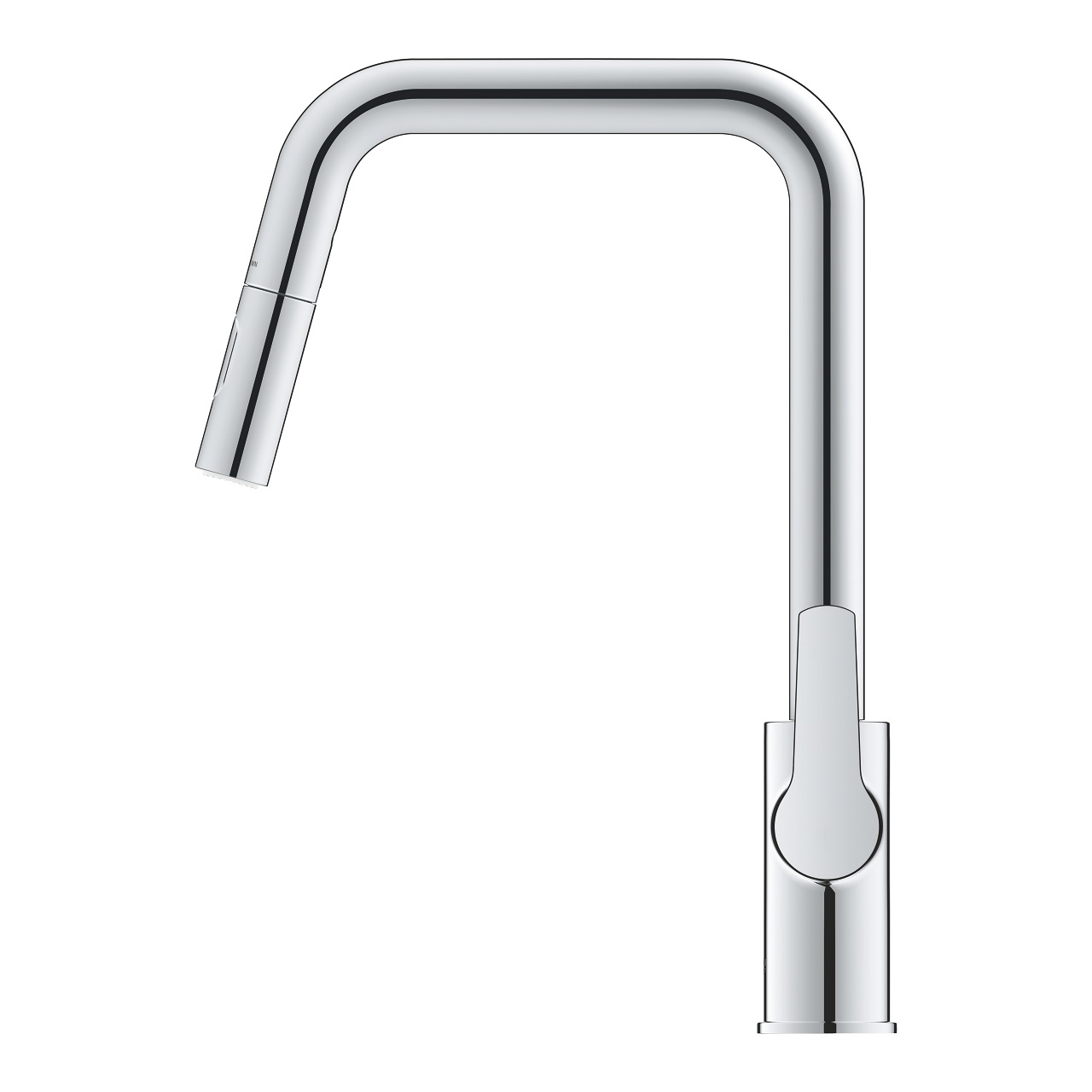 Grohe Start Miscelatore Monocomando per Lavello 30631000 - Bocca Alta, Cartuccia Ceramica 28mm, Doccetta Estraibile a 2 Getti, Cromo Lucido