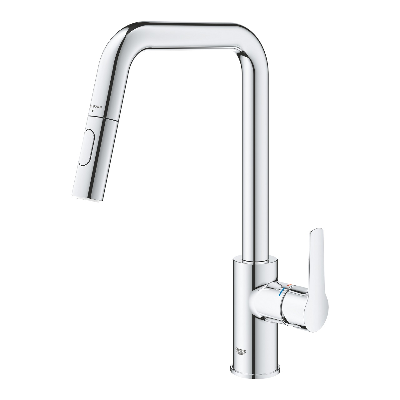 Grohe Start Miscelatore Monocomando per Lavello 30631000 - Bocca Alta, Cartuccia Ceramica 28mm, Doccetta Estraibile a 2 Getti, Cromo Lucido