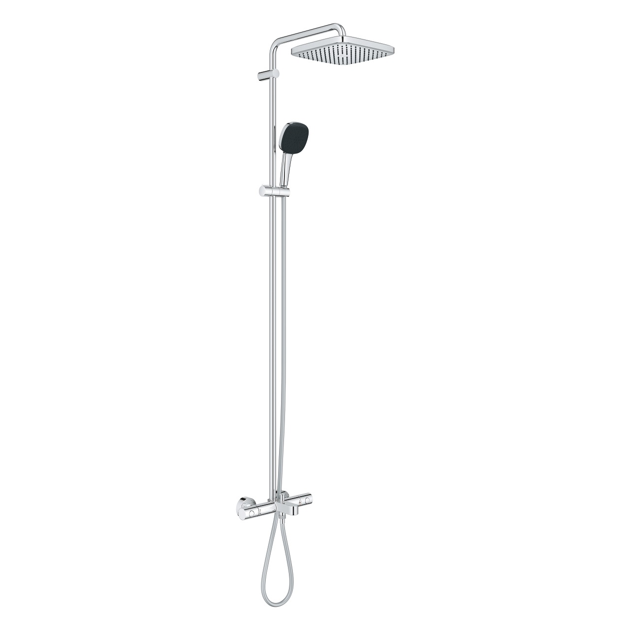 Grohe Vitalio Comfort 250 Sistema Doccia a Parete con Miscelatore Termostatico, Soffione a Getto Fisso e Rain, Braccio Girevole 390 mm, Finitura Cromo