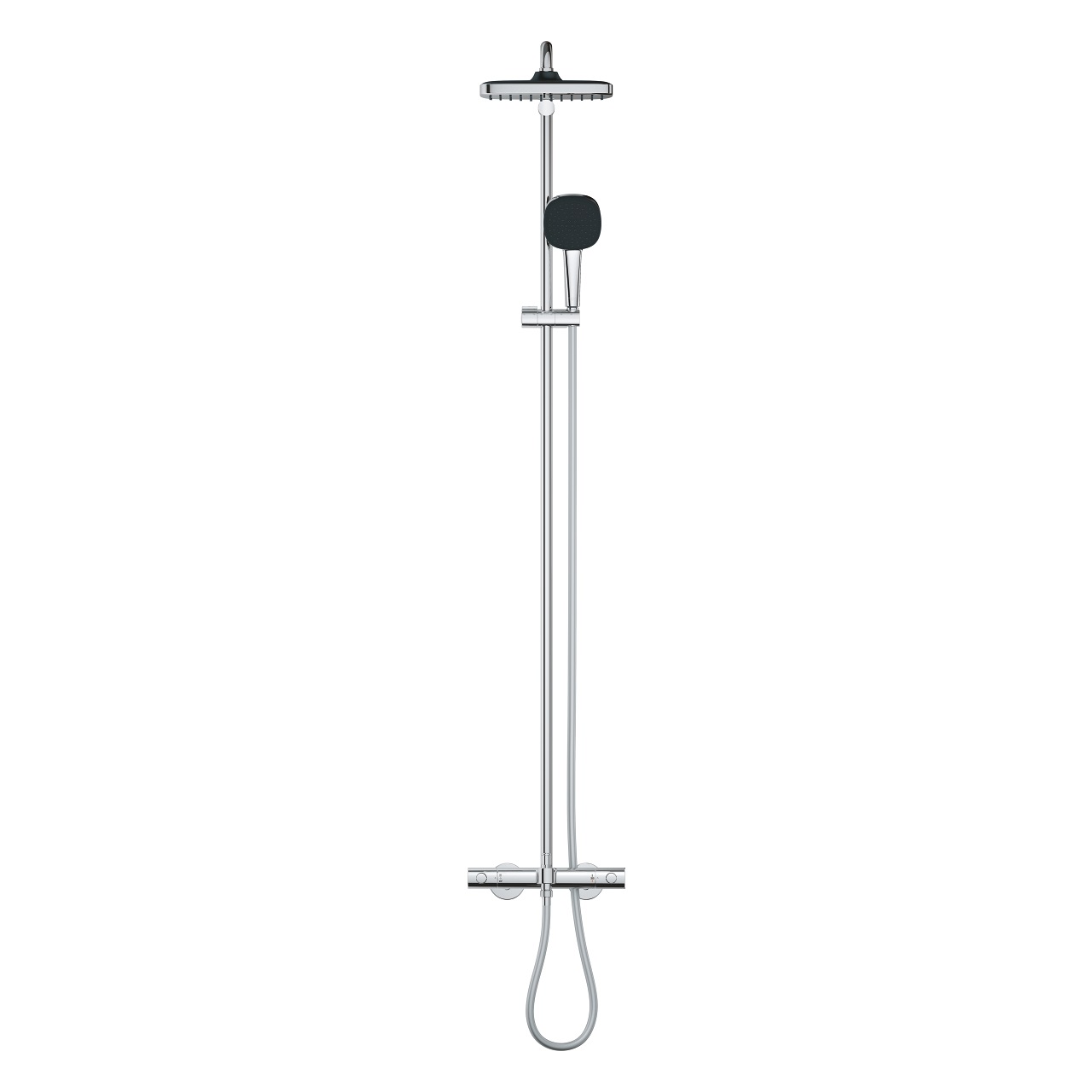 Grohe Vitalio Comfort 250 Sistema Doccia a Parete con Miscelatore Termostatico, Soffione a Getto Fisso e Rain, Braccio Girevole 390 mm, Finitura Cromo