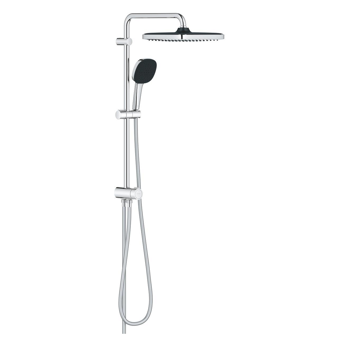 Grohe Vitalio Comfort 250 Sistema Doccia con Deviatore, Braccio Doccia 390 mm, Soffione a 2 Getti in Cromo Lucido