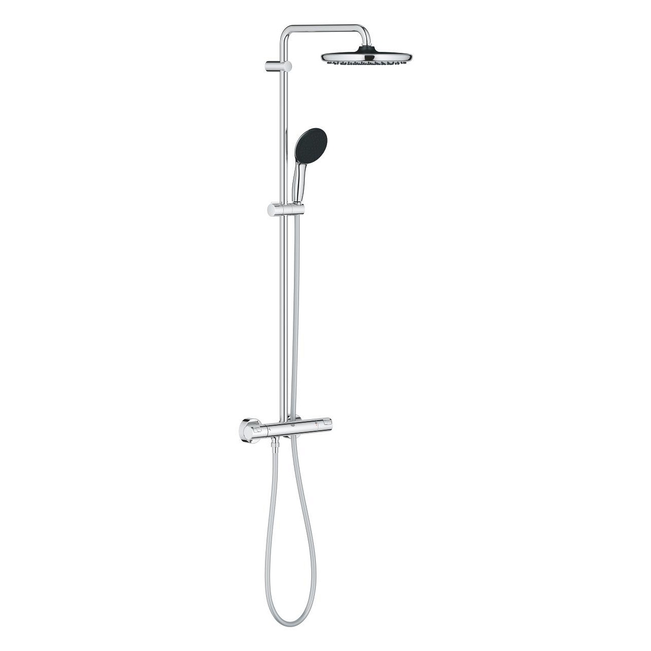 Grohe Vitalio Start System 250 - Sistema doccia con miscelatore termostatico, braccio girevole, soffione a getto Rain, finitura cromo