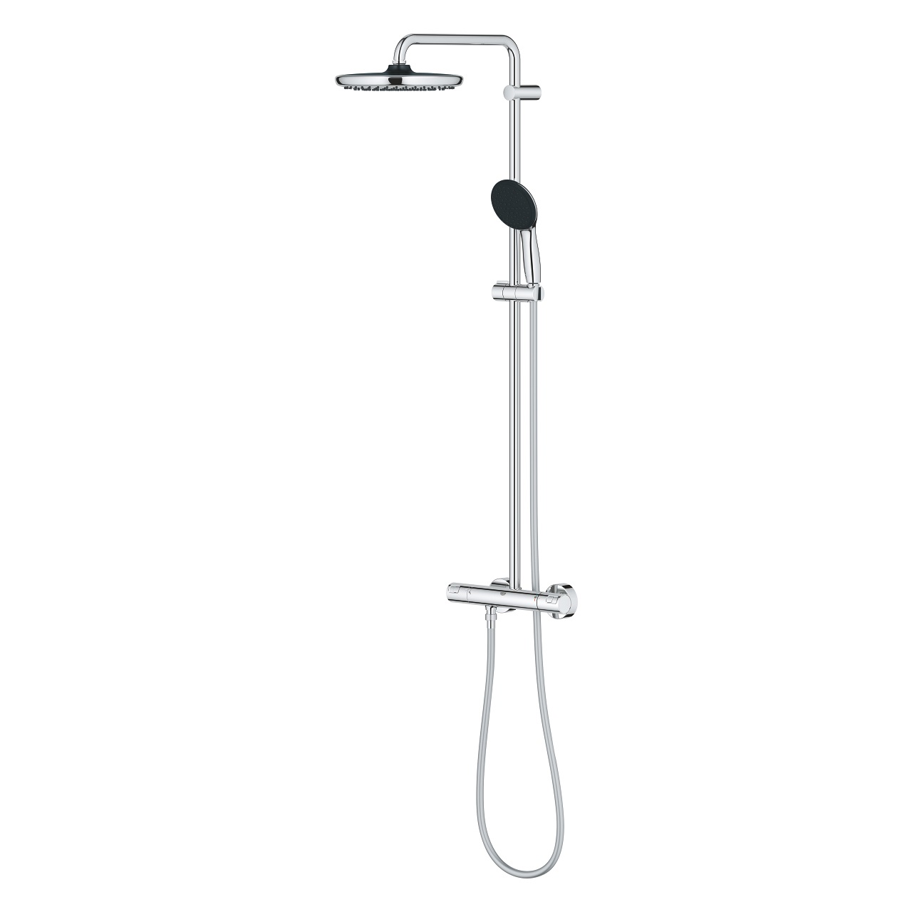 Grohe Vitalio Start System 250 - Sistema doccia con miscelatore termostatico, braccio girevole, soffione a getto Rain, finitura cromo
