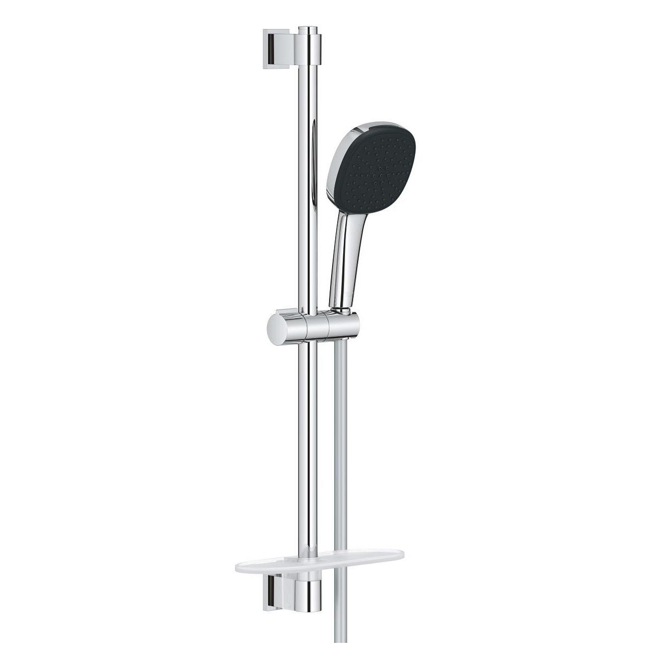 Grohe Vitalio Comfort 110 Set Doccia Cromo con Asta Saliscendi, 2 Getti (Rain, Jet), Mensola e Flessibile 1750 mm