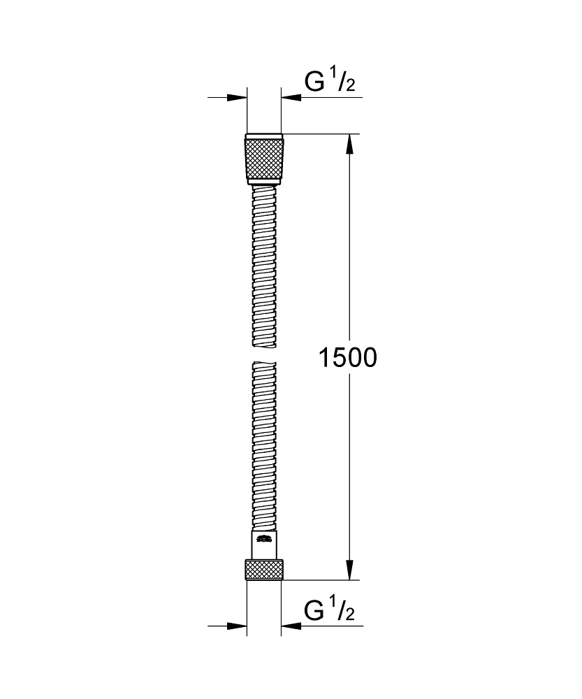 GROHE VitalioFlex Metal Flessibile Doccia 1500mm - Superficie Liscia, Resistente alla Pressione fino a 16 bar, Sistema AntiFold