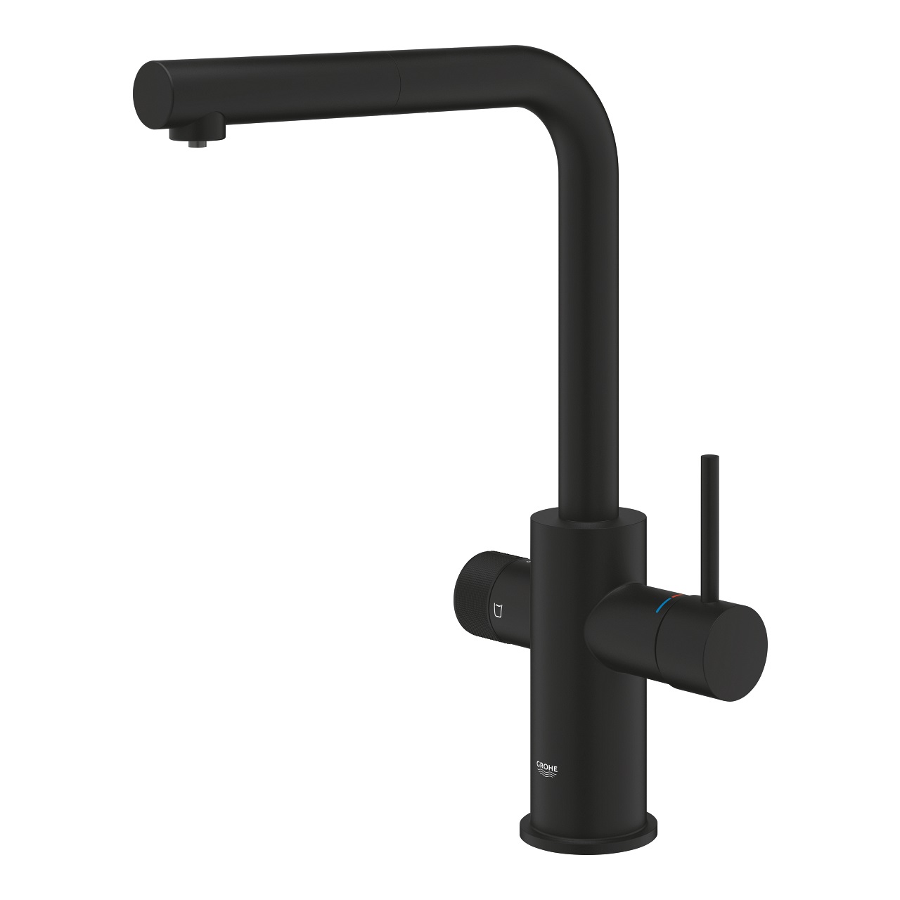 GROHE Blue Pure Minta Miscelatore Cucina a Tre Vie con Doccino Estraibile e Filtro a 5 Fasi - Nero Opaco