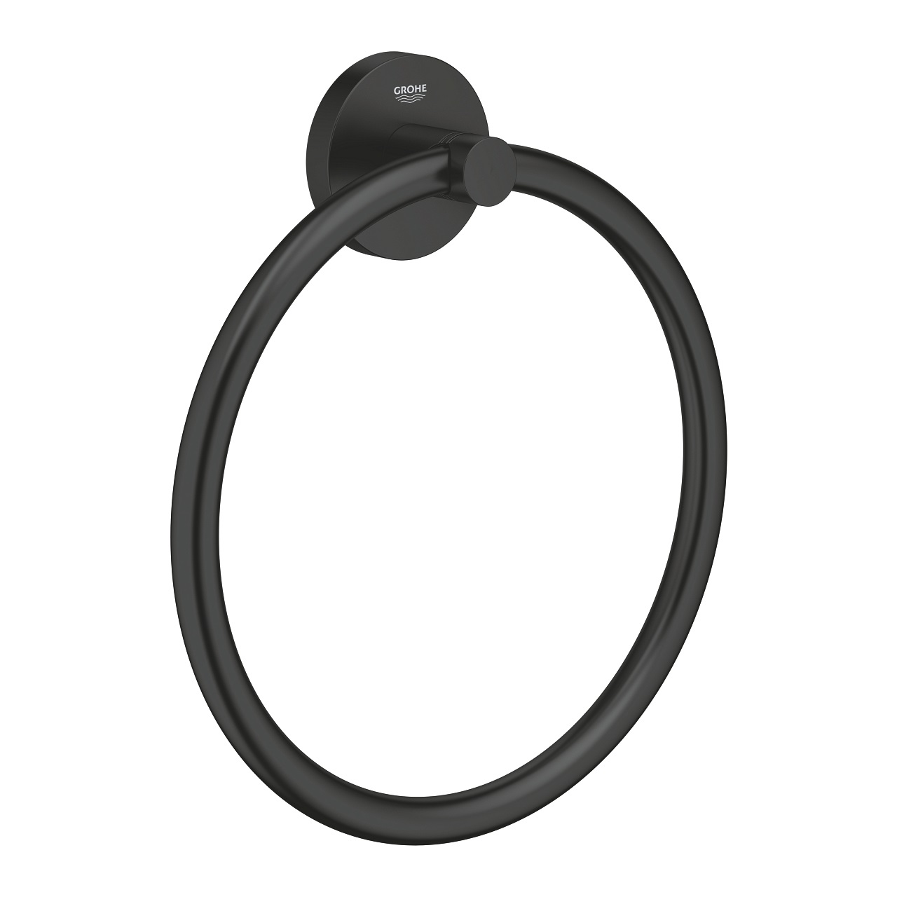 GROHE Start QuickFix Anello Porta Asciugamani in Metallo, Fissaggio Nascosto, 200 mm, Colore Nero Opaco
