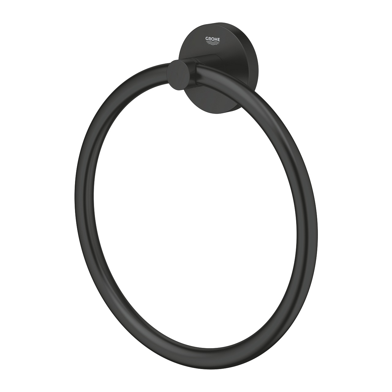 GROHE Start QuickFix Anello Porta Asciugamani in Metallo, Fissaggio Nascosto, 200 mm, Colore Nero Opaco