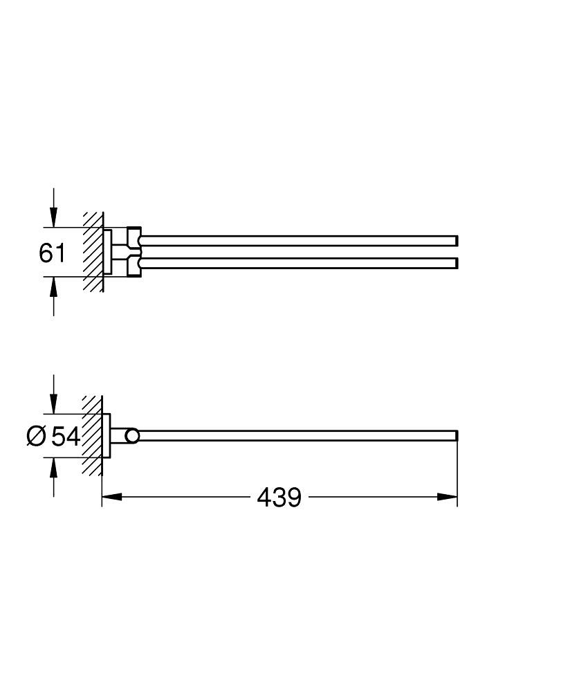 GROHE Start Portasciugamani Cromo - 2 Bracci Orientabili, Fissaggio Nascosto, Lunghezza 439 mm, Installazione Facile con QuickGlue