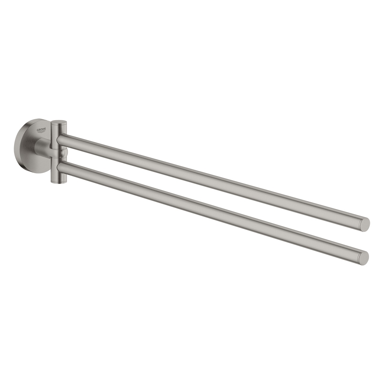 GROHE QuickFix Start Portasciugamani Metallo 41183DC0 con 2 Barre Orientabili, Fissaggio Nascosto e Finitura Super Steel