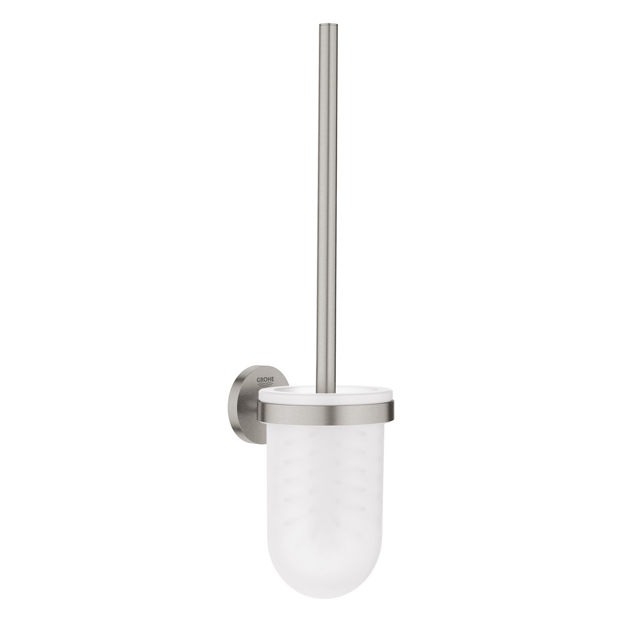 Grohe QuickFix Porta Scopino Completo in Metallo e Vetro con Finitura Supersteel, Installazione a Parete