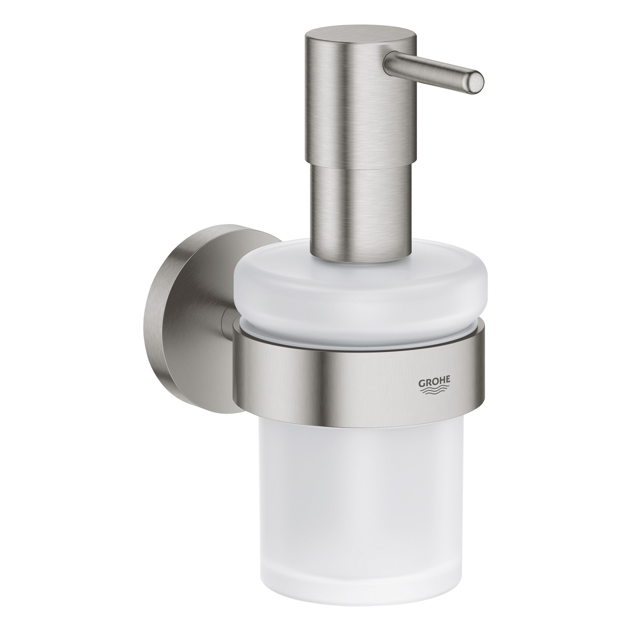 GROHE Start QuickFix Dispenser di Sapone con Supporto in Metallo e Vetro, Capacità 160 ml, Fissaggio Nascosto, Facile da Montare con GROHE QuickGlue