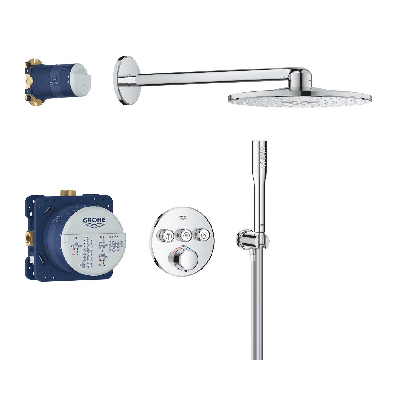 Grohe Precision SmartControl Sistema Doccia da Incasso con Soffione Vitalio SmartActive 310, Termostatico, Cromo, Cod. 34874000