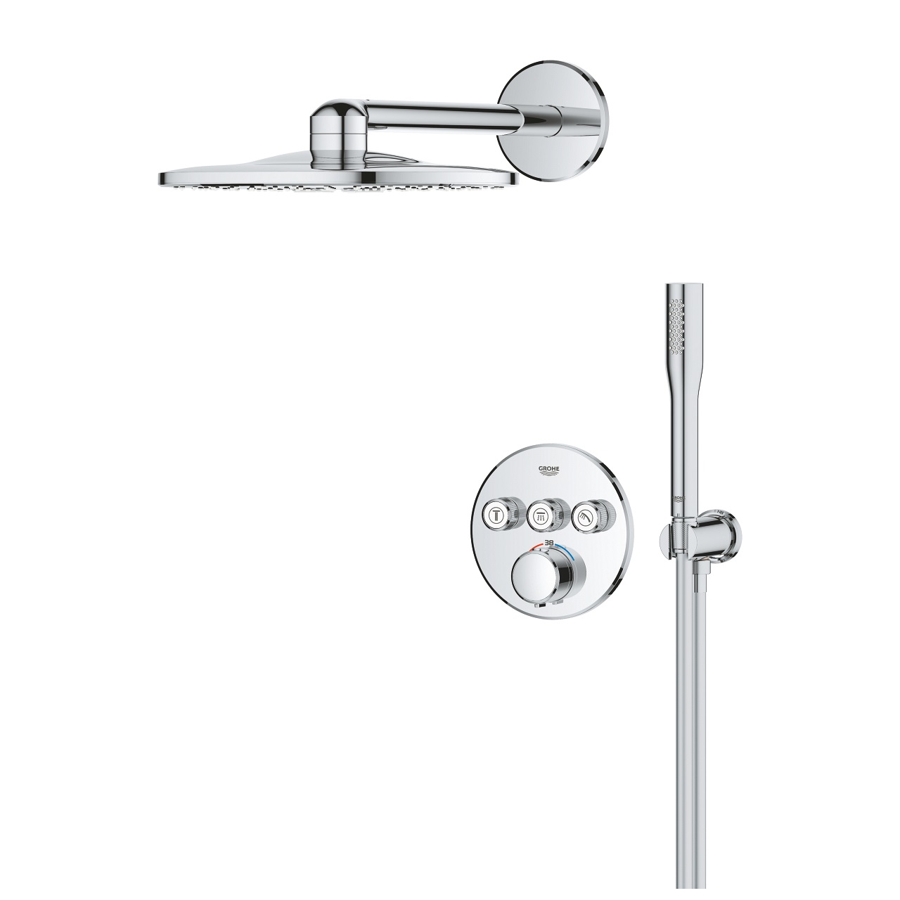 Grohe Precision SmartControl Sistema Doccia da Incasso con Soffione Vitalio SmartActive 310, Termostatico, Cromo, Cod. 34874000