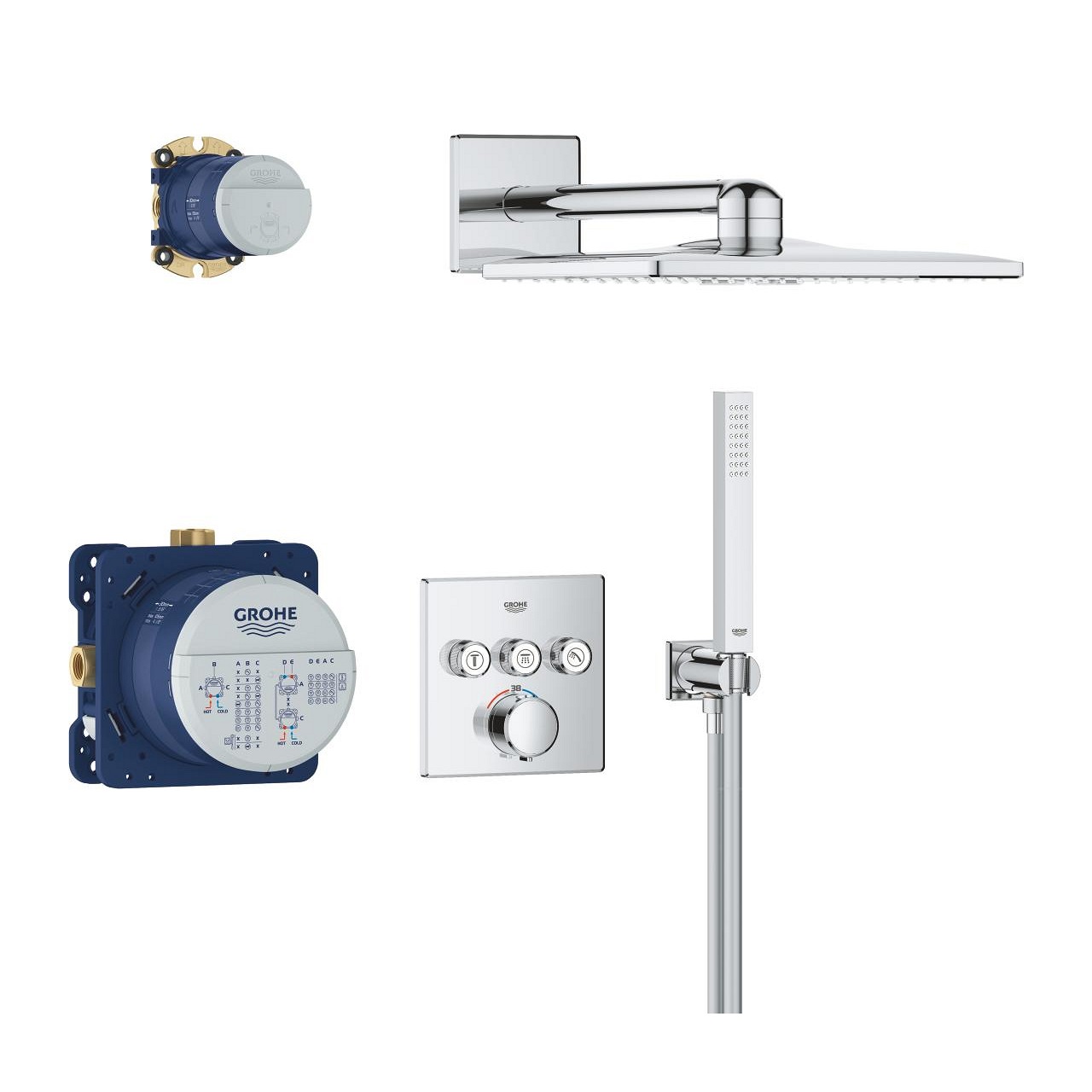 Grohe Precision SmartControl Sistema Doccia Incasso Cromo con Soffione Vitalio SmartActive 310, 34875000 - Miscelatore Termostatico e Due Tipi di Getto