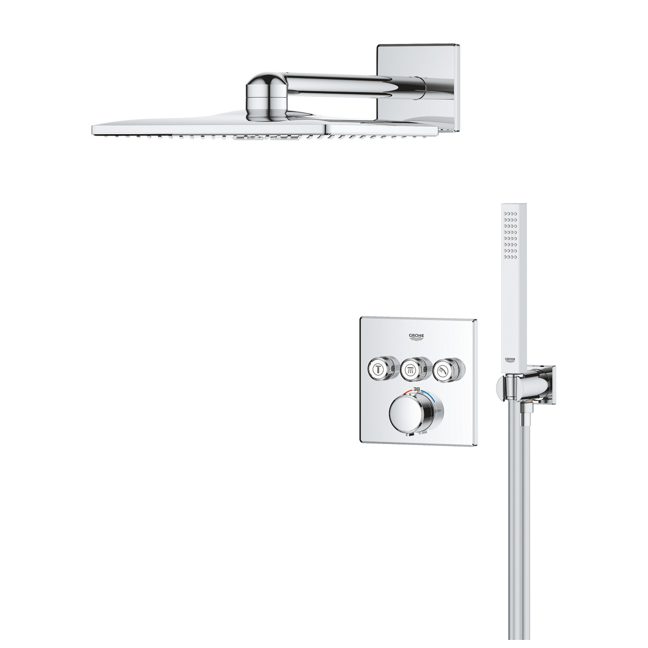 Grohe Precision SmartControl Sistema Doccia Incasso Cromo con Soffione Vitalio SmartActive 310, 34875000 - Miscelatore Termostatico e Due Tipi di Getto