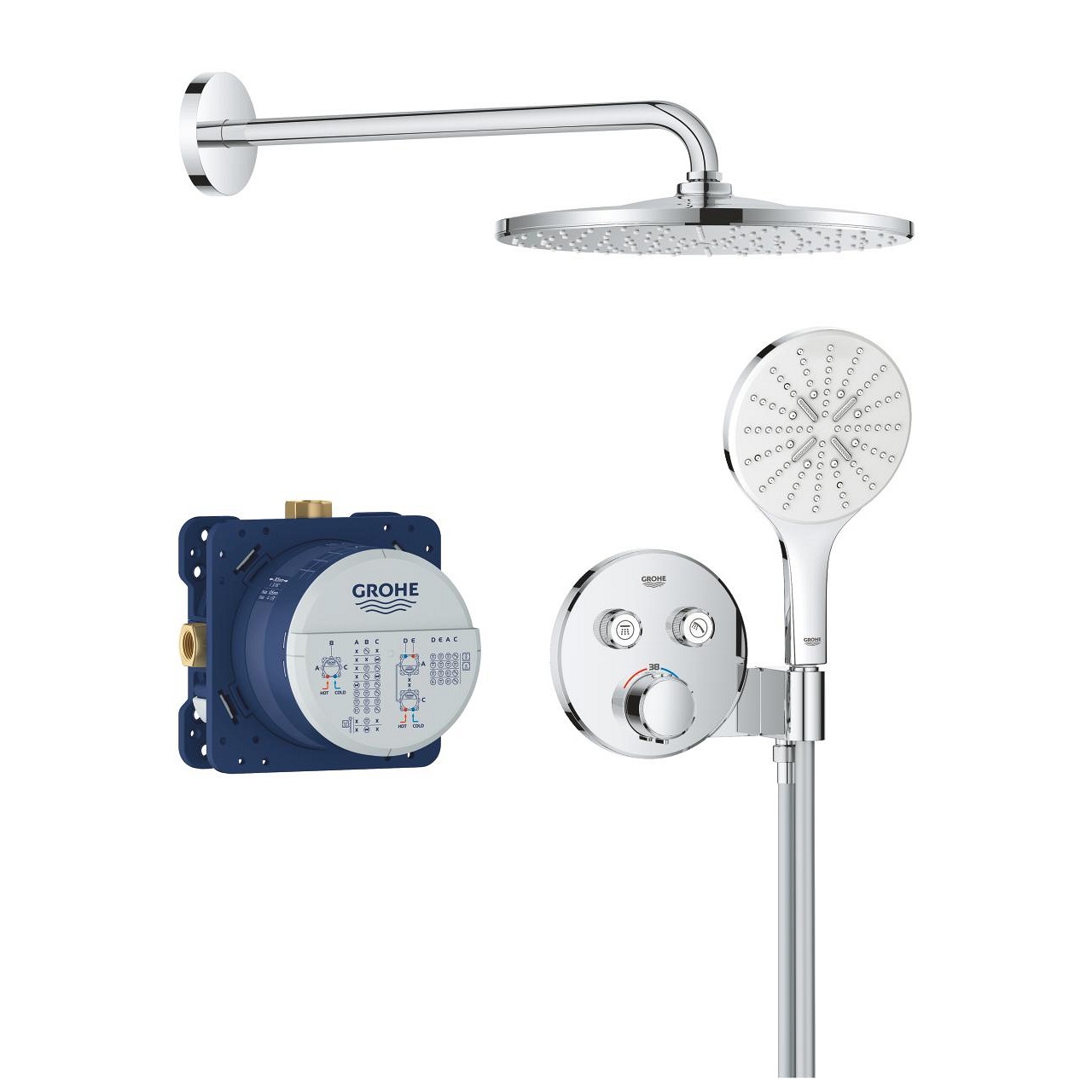 Grohe Precision SmartControl Sistema Doccia con Soffione Vitalio Rain Mono 310 mm, Braccio da 422 mm, Manopola da 130 mm e Tubo TwistStop da 1500 mm