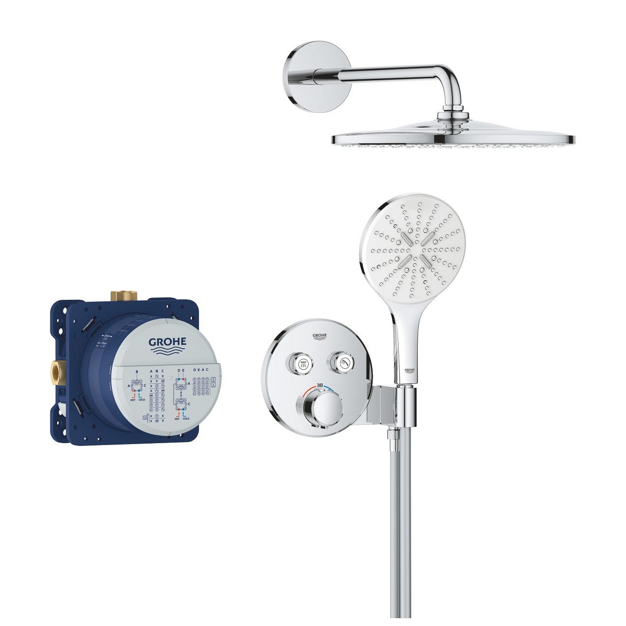 Grohe Precision SmartControl Sistema Doccia con Soffione Vitalio Rain Mono 310 mm, Braccio da 422 mm, Manopola da 130 mm e Tubo TwistStop da 1500 mm