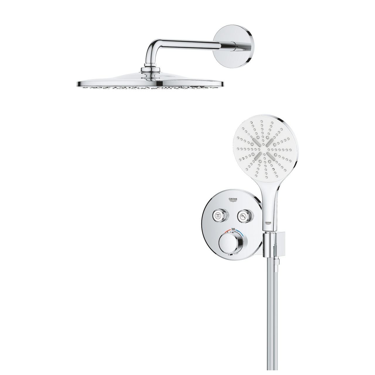 Grohe Precision SmartControl Sistema Doccia con Soffione Vitalio Rain Mono 310 mm, Braccio da 422 mm, Manopola da 130 mm e Tubo TwistStop da 1500 mm