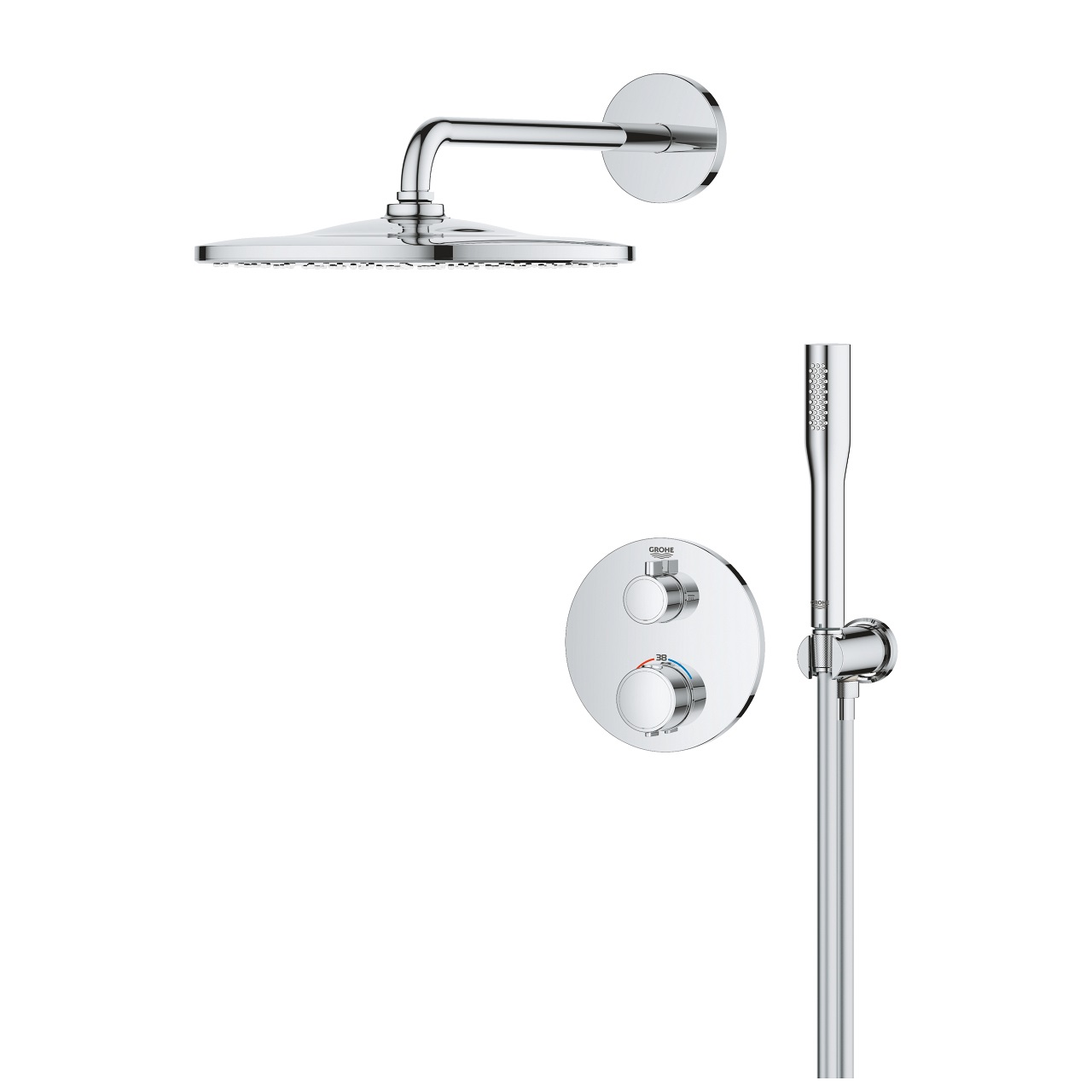 Grohe Precision Sistema Doccia Termostatico con Soffione Vitalio Rain Mono 310, Cromo