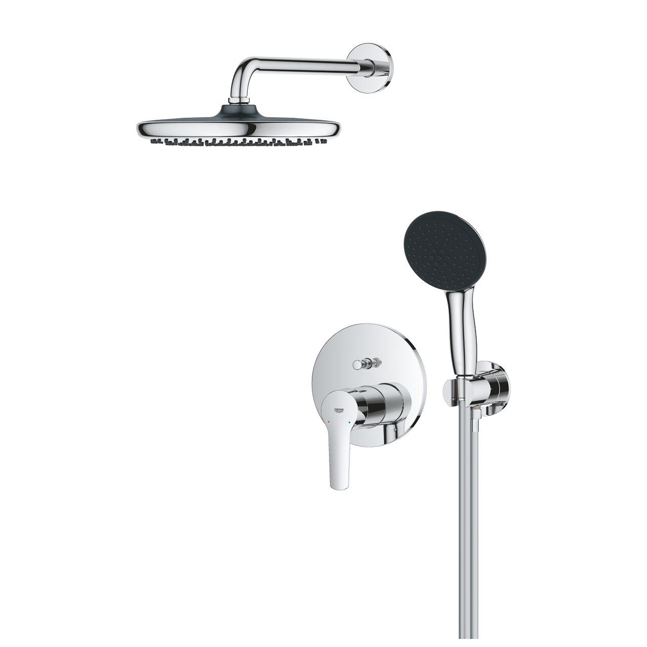 Grohe Vitalio Start 250 Sistema Doccia Cromo - Miscelatore Monocomando ad Incasso con Deviatore a 2 Vie, Soffione 250x250 mm, Velocità Acqua 9,5 L/min, Doccetta 110 mm